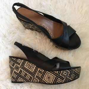 Tahari Black Alyssa sling-back Wedge Size 8